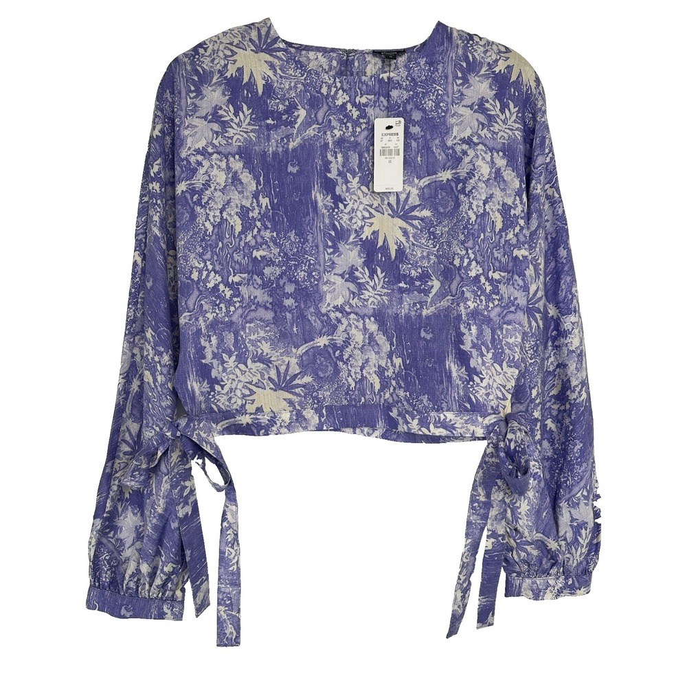 Express Crop Top NEW Size XS Lavender Purple Tropical Resort Vacation‎